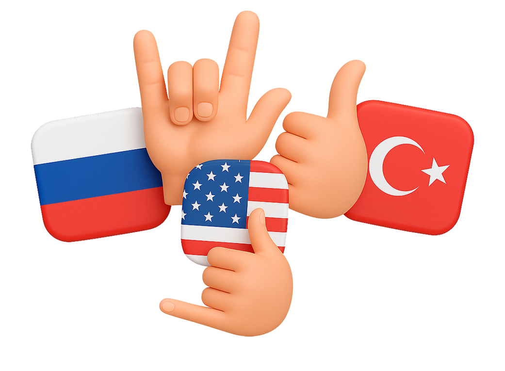 Sign language support ASL (English), TİD (Turkish) and RZH (Russian).